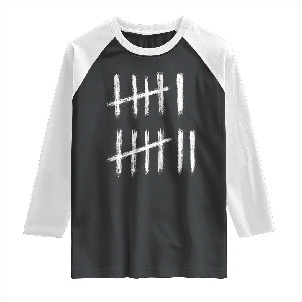 Funny Six Seven 67 Meme Raglan Shirt Tally Marks 6 7 Numbers Gen Alpha Slang TS10 Black White Print Your Wear