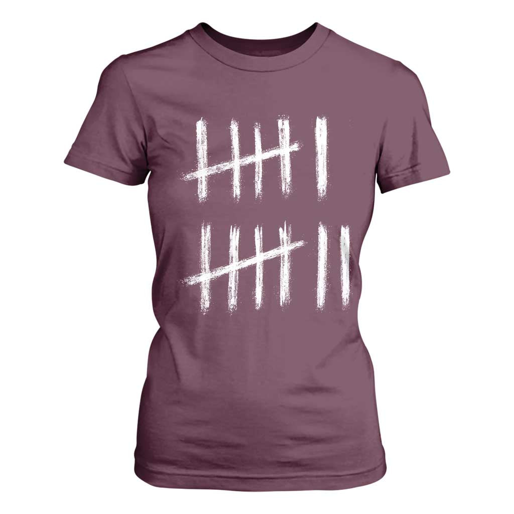 Funny Six Seven 67 Meme T Shirt For Women Tally Marks 6 7 Numbers Gen Alpha Slang TS10 Maroon Print Your Wear