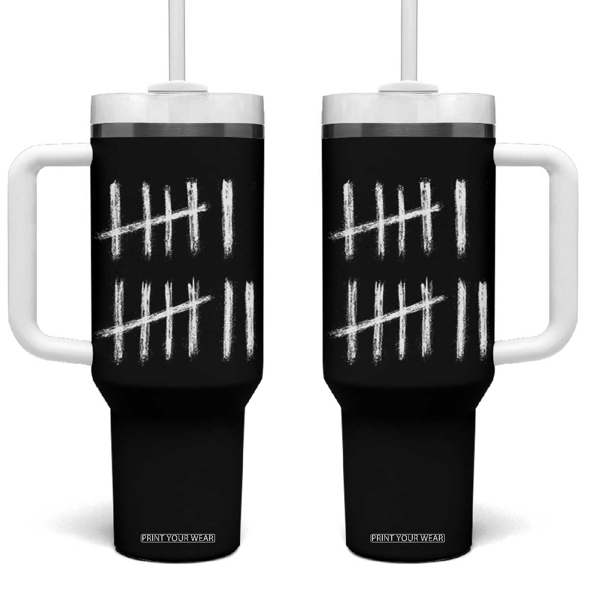 Funny Six Seven 67 Meme Tumbler With Handle Tally Marks 6 7 Numbers Gen Alpha Slang TS10 One Size: 40 oz Black Print Your Wear