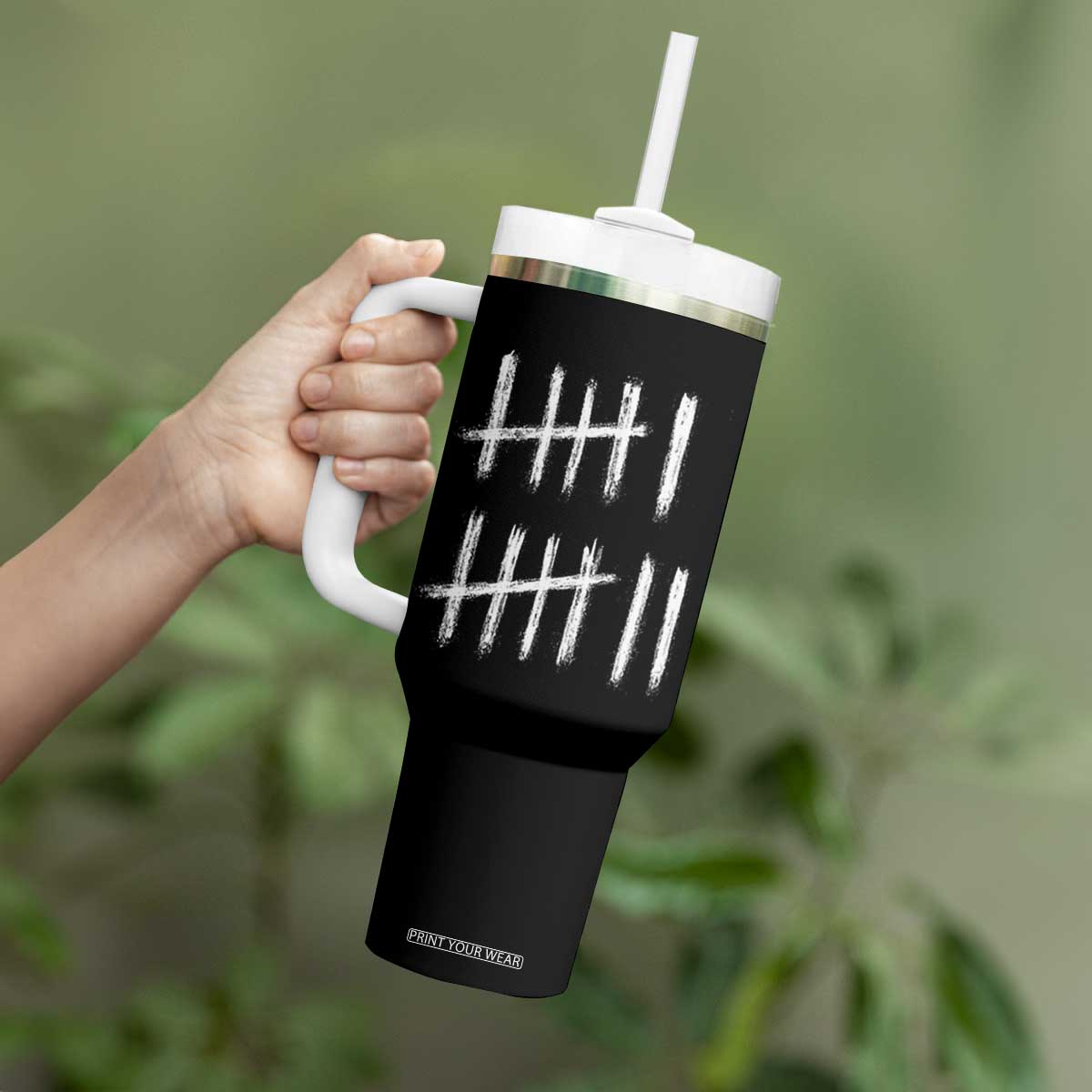Funny Six Seven 67 Meme Tumbler With Handle Tally Marks 6 7 Numbers Gen Alpha Slang TS10 Print Your Wear