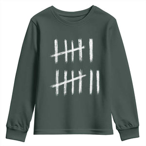 Funny Six Seven 67 Meme Youth Sweatshirt Tally Marks 6 7 Numbers Gen Alpha Slang TS10 Dark Forest Green Print Your Wear