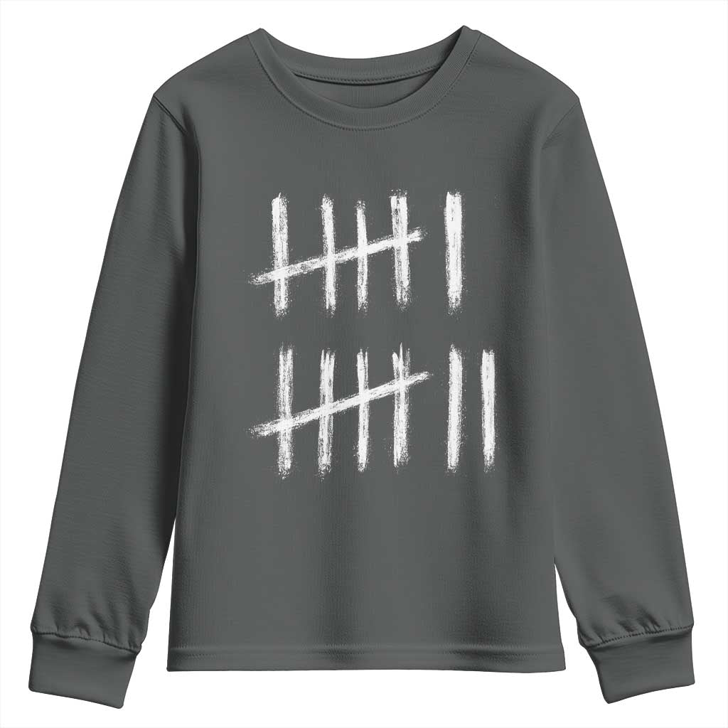 Funny Six Seven 67 Meme Youth Sweatshirt Tally Marks 6 7 Numbers Gen Alpha Slang TS10 Dark Heather Print Your Wear