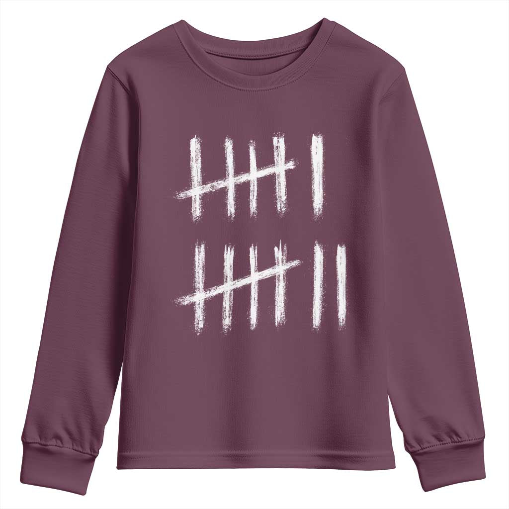 Funny Six Seven 67 Meme Youth Sweatshirt Tally Marks 6 7 Numbers Gen Alpha Slang TS10 Maroon Print Your Wear