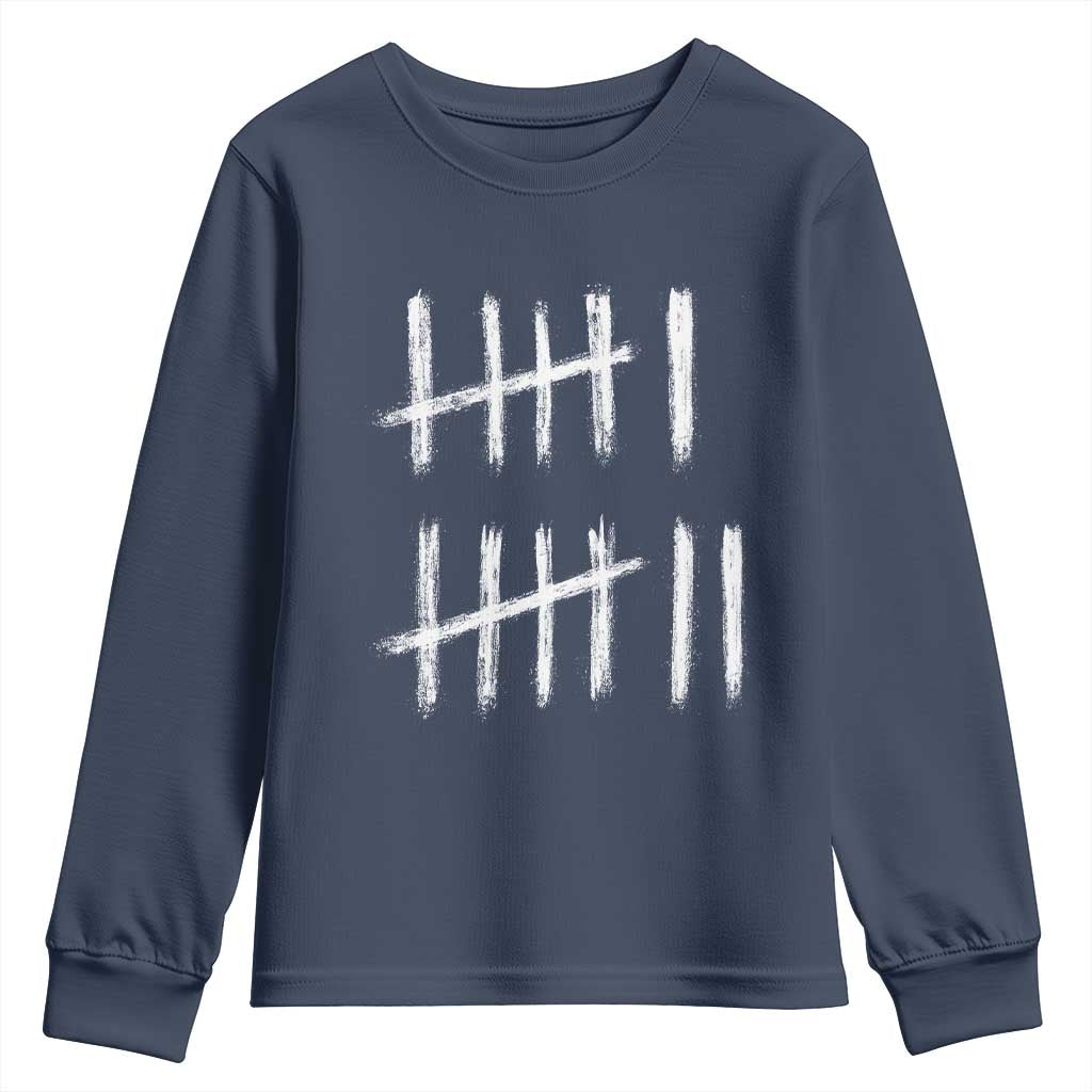 Funny Six Seven 67 Meme Youth Sweatshirt Tally Marks 6 7 Numbers Gen Alpha Slang TS10 Navy Print Your Wear
