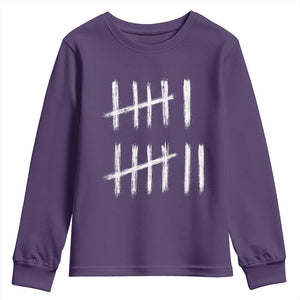 Funny Six Seven 67 Meme Youth Sweatshirt Tally Marks 6 7 Numbers Gen Alpha Slang TS10 Purple Print Your Wear