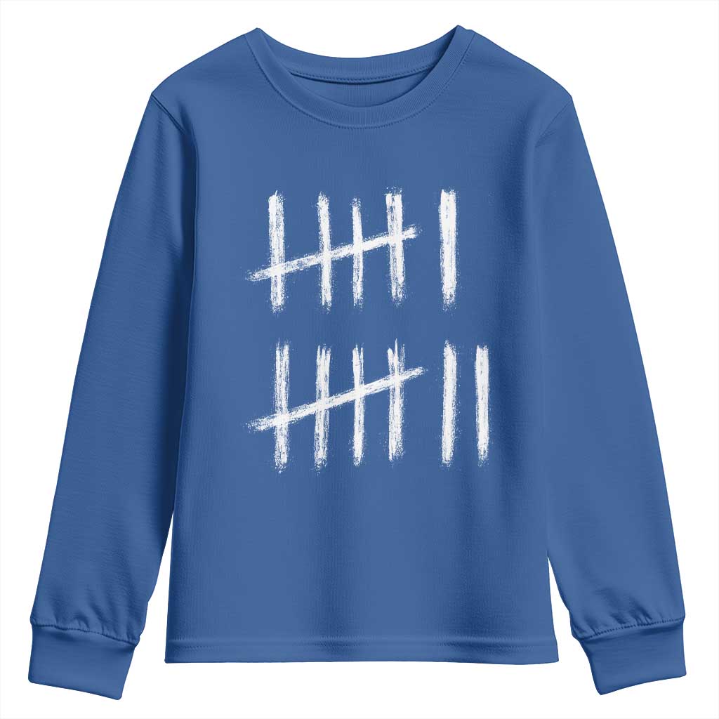 Funny Six Seven 67 Meme Youth Sweatshirt Tally Marks 6 7 Numbers Gen Alpha Slang TS10 Royal Blue Print Your Wear