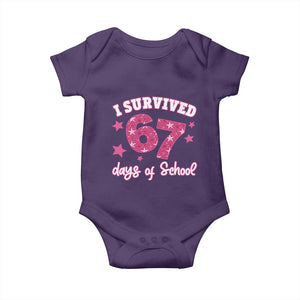 I Survived 67 Days Of School Baby Onesie Funny Six Seven Teachers Students Meme Pink TS10 Purple Print Your Wear