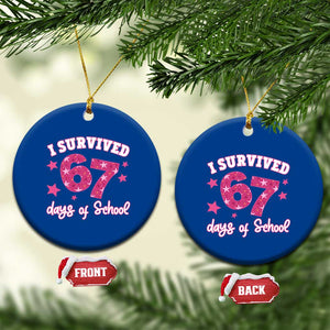 I Survived 67 Days Of School Ceramic Ornament Funny Six Seven Teachers Students Meme Pink TS10 1pc Blue Print Your Wear