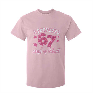 I Survived 67 Days Of School T Shirt For Kid Funny Six Seven Teachers Students Meme Pink TS10 Light Pink Print Your Wear