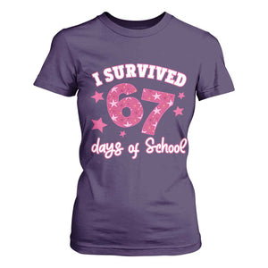 I Survived 67 Days Of School T Shirt For Women Funny Six Seven Teachers Students Meme Pink TS10 Purple Print Your Wear