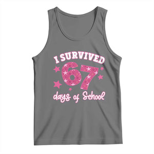 I Survived 67 Days Of School Tank Top Funny Six Seven Teachers Students Meme Pink TS10 Black Heather Print Your Wear