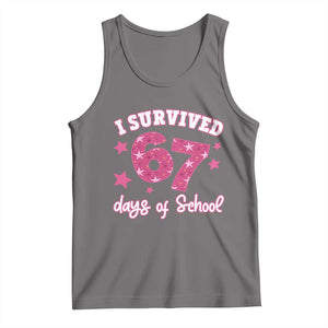 I Survived 67 Days Of School Tank Top Funny Six Seven Teachers Students Meme Pink TS10 Deep Heather Print Your Wear
