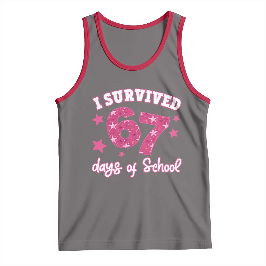 I Survived 67 Days Of School Tank Top Funny Six Seven Teachers Students Meme Pink TS10 Deep Heather Red Print Your Wear