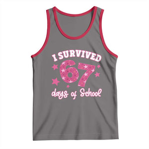I Survived 67 Days Of School Tank Top Funny Six Seven Teachers Students Meme Pink TS10 Deep Heather Red Print Your Wear