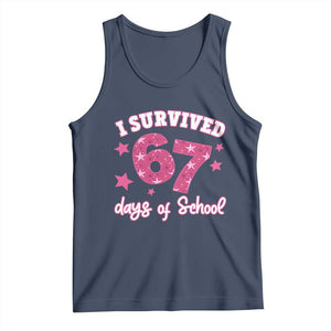 I Survived 67 Days Of School Tank Top Funny Six Seven Teachers Students Meme Pink TS10 Navy Print Your Wear