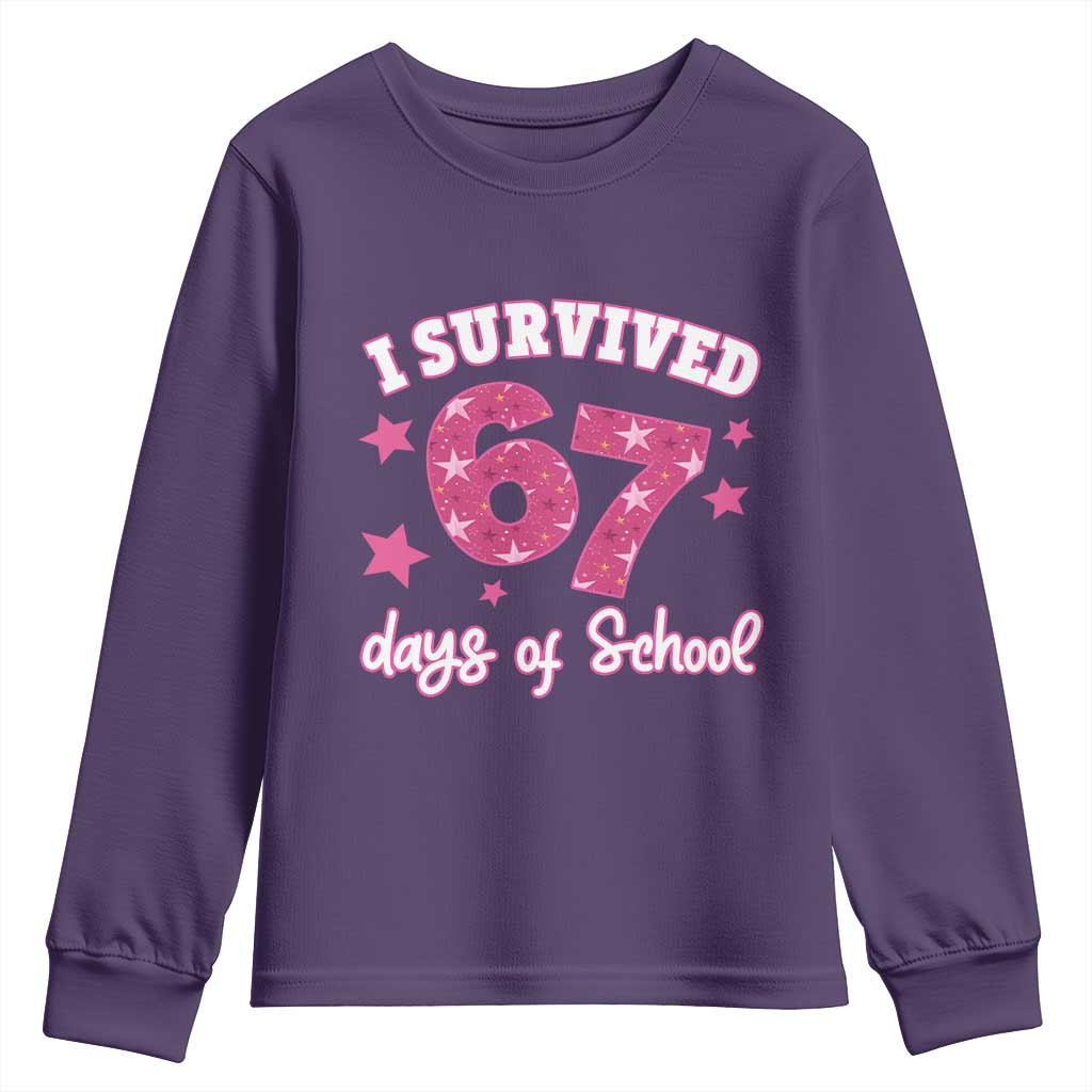 I Survived 67 Days Of School Youth Sweatshirt Funny Six Seven Teachers Students Meme Pink TS10 Purple Print Your Wear