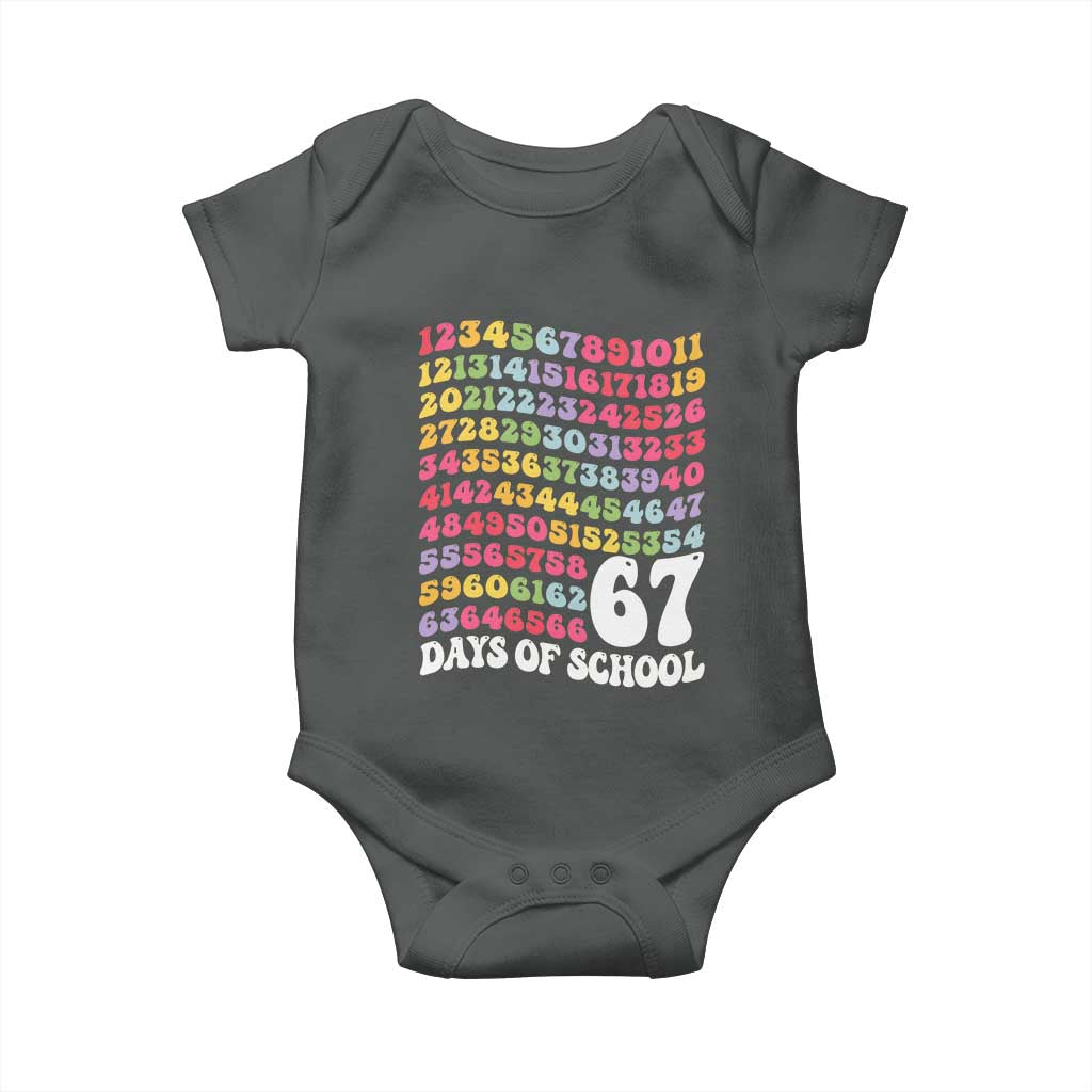67 Days of School Baby Onesie Funny Six Seven Meme Teacher Student Gen Alpha Slang TS10 Dark Heather Print Your Wear