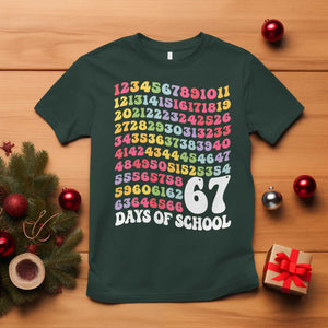 67 Days of School T Shirt Funny Six Seven Meme Teacher Student Gen Alpha Slang TS10 Dark Forest Green Print Your Wear