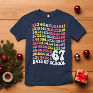 67 Days of School T Shirt Funny Six Seven Meme Teacher Student Gen Alpha Slang TS10 Navy Print Your Wear