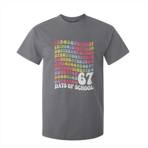 67 Days of School T Shirt For Kid Funny Six Seven Meme Teacher Student Gen Alpha Slang TS10 Charcoal Print Your Wear