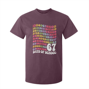 67 Days of School T Shirt For Kid Funny Six Seven Meme Teacher Student Gen Alpha Slang TS10 Maroon Print Your Wear