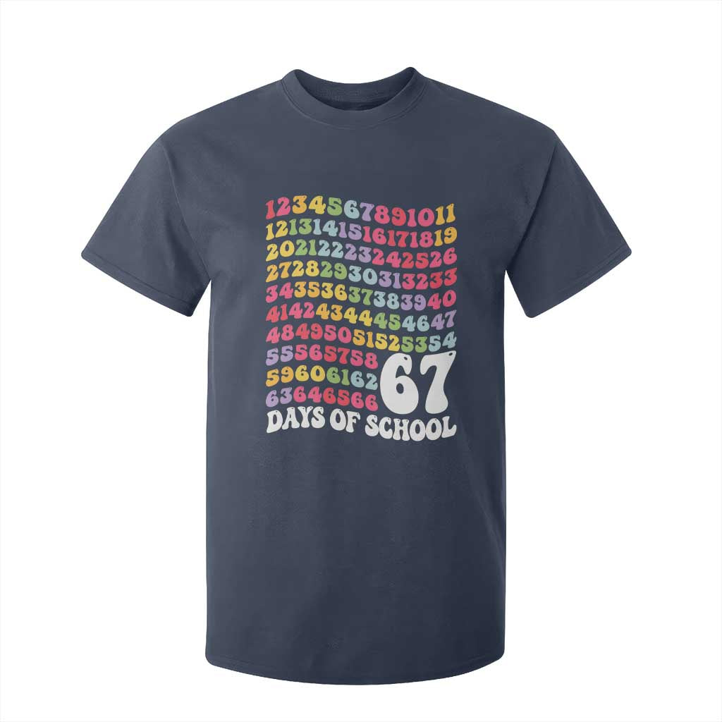 67 Days of School T Shirt For Kid Funny Six Seven Meme Teacher Student Gen Alpha Slang TS10 Navy Print Your Wear