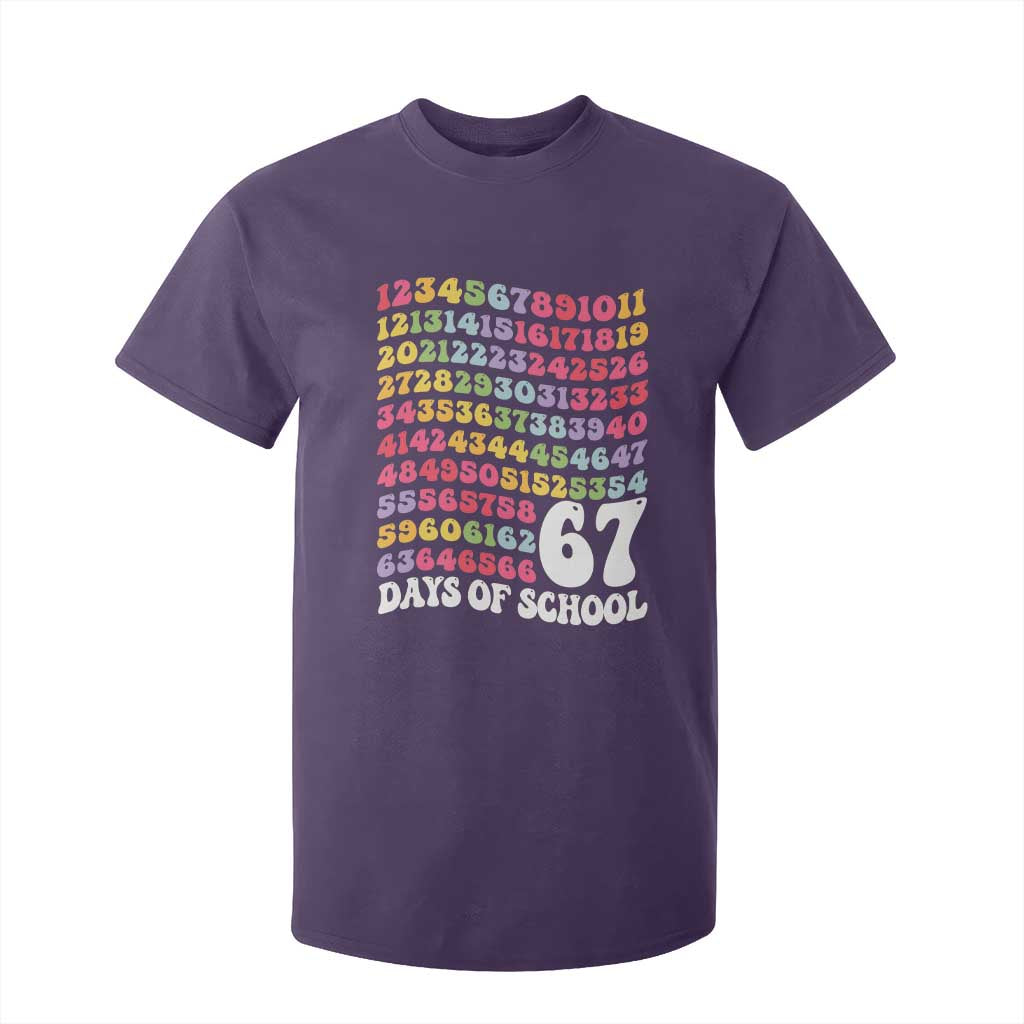 67 Days of School T Shirt For Kid Funny Six Seven Meme Teacher Student Gen Alpha Slang TS10 Purple Print Your Wear