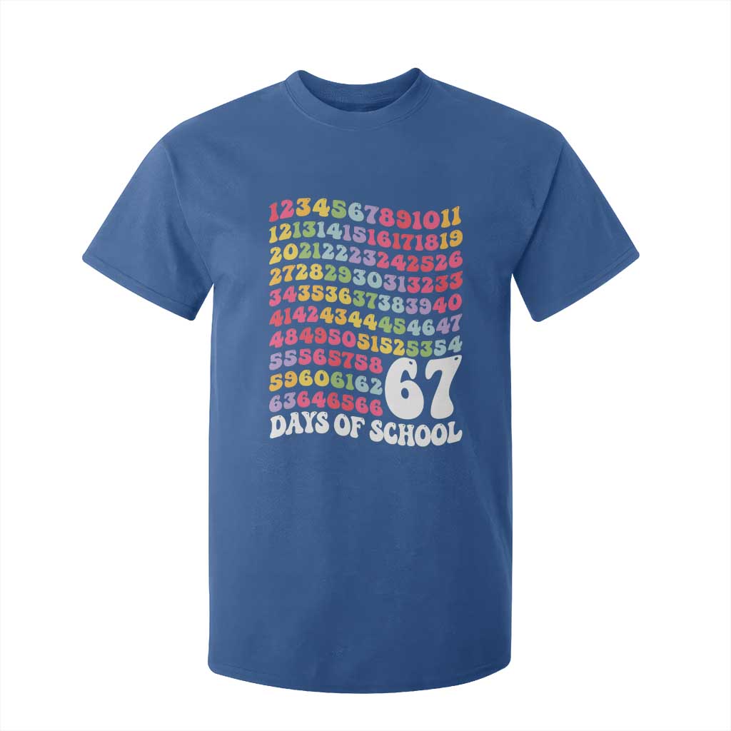 67 Days of School T Shirt For Kid Funny Six Seven Meme Teacher Student Gen Alpha Slang TS10 Royal Blue Print Your Wear