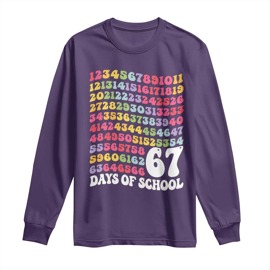 67 Days of School Long Sleeve Shirt Funny Six Seven Meme Teacher Student Gen Alpha Slang TS10 Purple Print Your Wear