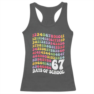 67 Days of School Racerback Tank Top Funny Six Seven Meme Teacher Student Gen Alpha Slang TS10 Dark Heather Print Your Wear