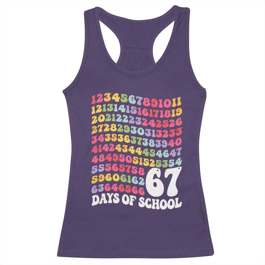 67 Days of School Racerback Tank Top Funny Six Seven Meme Teacher Student Gen Alpha Slang TS10 Purple Print Your Wear