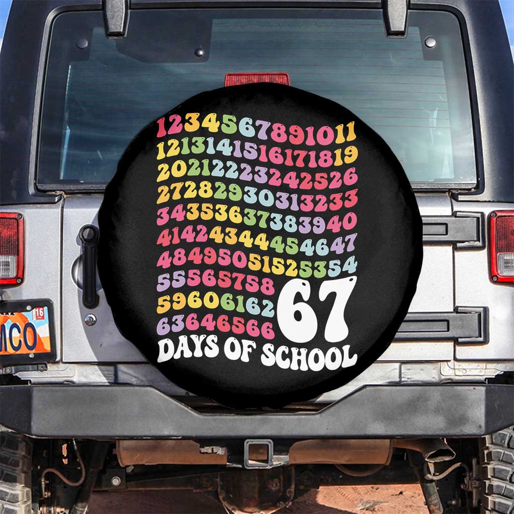 67 Days of School Spare Tire Cover Funny Six Seven Meme Teacher Student Gen Alpha Slang TS10 No hole Black Print Your Wear
