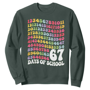 67 Days of School Sweatshirt Funny Six Seven Meme Teacher Student Gen Alpha Slang TS10 Dark Forest Green Print Your Wear