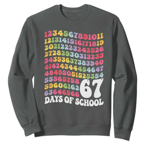 67 Days of School Sweatshirt Funny Six Seven Meme Teacher Student Gen Alpha Slang TS10 Dark Heather Print Your Wear