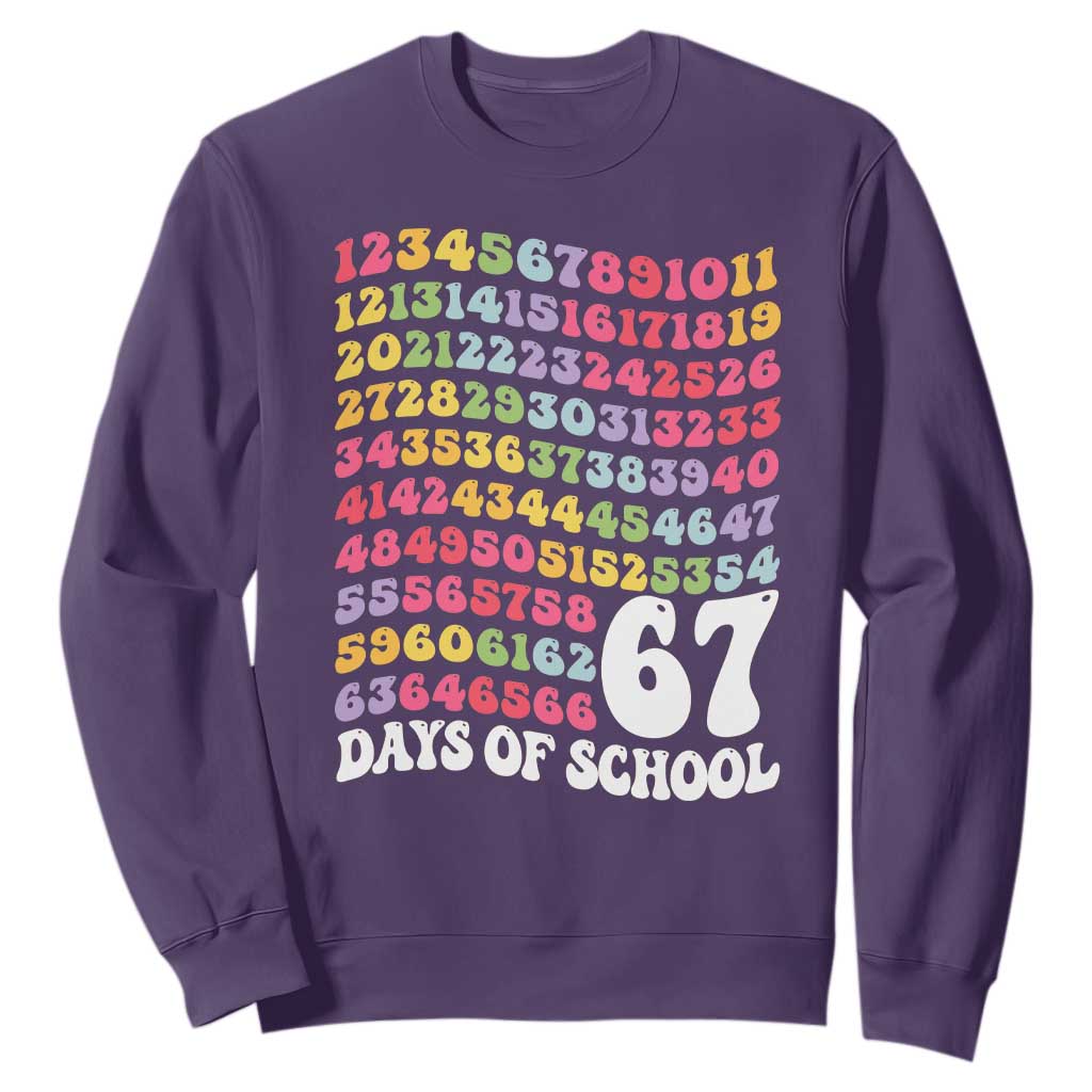 67 Days of School Sweatshirt Funny Six Seven Meme Teacher Student Gen Alpha Slang TS10 Purple Print Your Wear