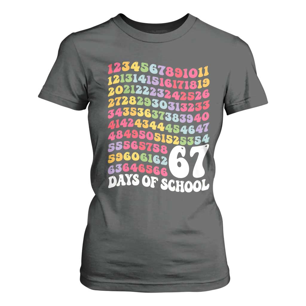 67 Days of School T Shirt For Women Funny Six Seven Meme Teacher Student Gen Alpha Slang TS10 Dark Heather Print Your Wear