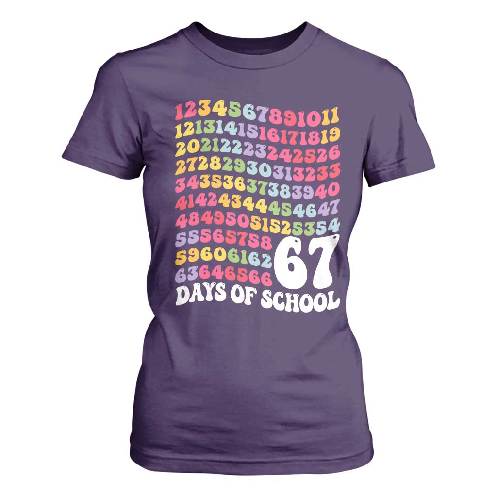67 Days of School T Shirt For Women Funny Six Seven Meme Teacher Student Gen Alpha Slang TS10 Purple Print Your Wear