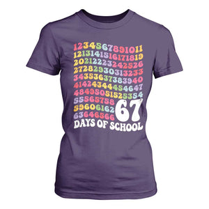67 Days of School T Shirt For Women Funny Six Seven Meme Teacher Student Gen Alpha Slang TS10 Purple Print Your Wear