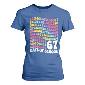 67 Days of School T Shirt For Women Funny Six Seven Meme Teacher Student Gen Alpha Slang TS10 Royal Blue Print Your Wear