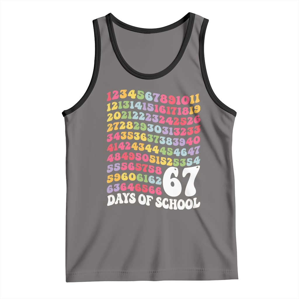 67 Days of School Tank Top Funny Six Seven Meme Teacher Student Gen Alpha Slang TS10 Deep Heather Black Print Your Wear
