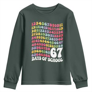 67 Days of School Youth Sweatshirt Funny Six Seven Meme Teacher Student Gen Alpha Slang TS10 Dark Forest Green Print Your Wear