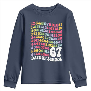 67 Days of School Youth Sweatshirt Funny Six Seven Meme Teacher Student Gen Alpha Slang TS10 Navy Print Your Wear