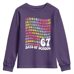 67 Days of School Youth Sweatshirt Funny Six Seven Meme Teacher Student Gen Alpha Slang TS10 Purple Print Your Wear