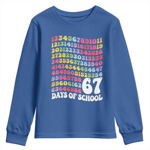 67 Days of School Youth Sweatshirt Funny Six Seven Meme Teacher Student Gen Alpha Slang TS10 Royal Blue Print Your Wear