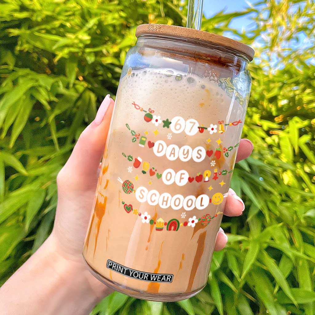 Christmas 67 Days of School Glass Can Bracelets 6 7 Teacher Student Funny Six Seven Meme Slang TS10 Black Print Your Wear