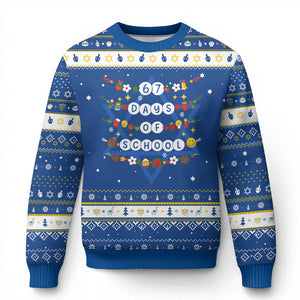 Christmas 67 Days of School Hanukkah Ugly Sweater Bracelets 6 7 Teacher Student Funny Six Seven Meme Slang TS10 Blue White Print Your Wear