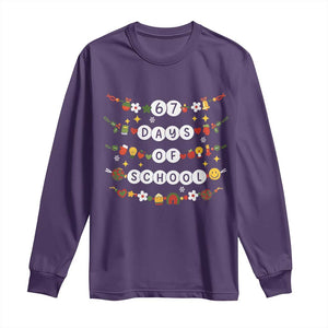 Christmas 67 Days of School Long Sleeve Shirt Bracelets 6 7 Teacher Student Funny Six Seven Meme Slang TS10 Purple Print Your Wear