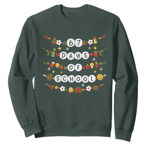 Christmas 67 Days of School Sweatshirt Bracelets 6 7 Teacher Student Funny Six Seven Meme Slang TS10 Dark Forest Green Print Your Wear