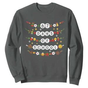 Christmas 67 Days of School Sweatshirt Bracelets 6 7 Teacher Student Funny Six Seven Meme Slang TS10 Dark Heather Print Your Wear