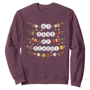 Christmas 67 Days of School Sweatshirt Bracelets 6 7 Teacher Student Funny Six Seven Meme Slang TS10 Maroon Print Your Wear